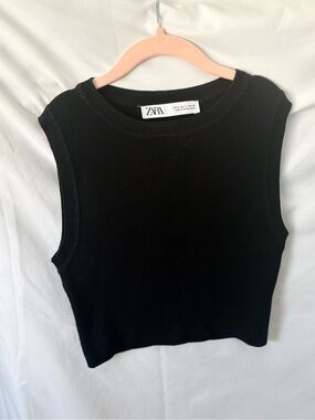 ZARA Black Ribbed Sleeveless Tank Top